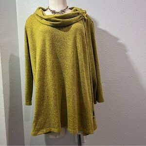 Ali Miles yellow gold Cowl-Neck Tunic Sweater Sz 1X